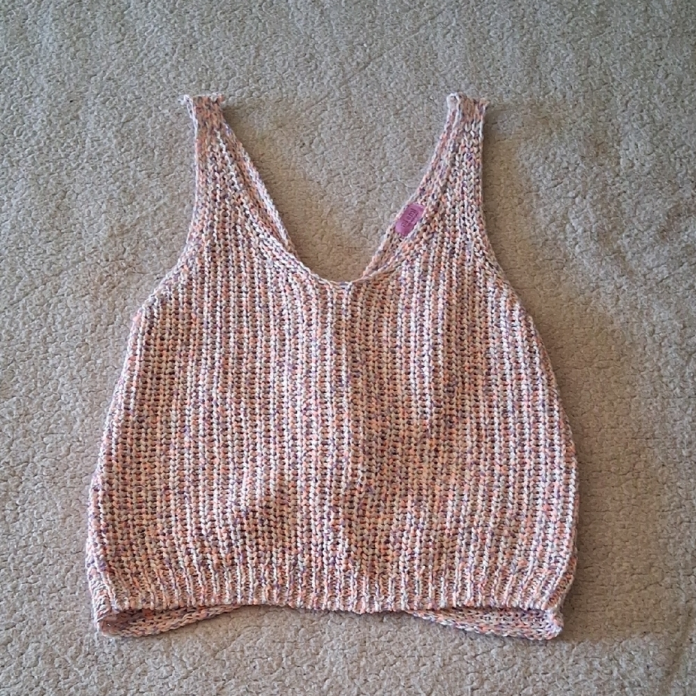 Francesca's Collections Pink and Cream Knit Tank Top New